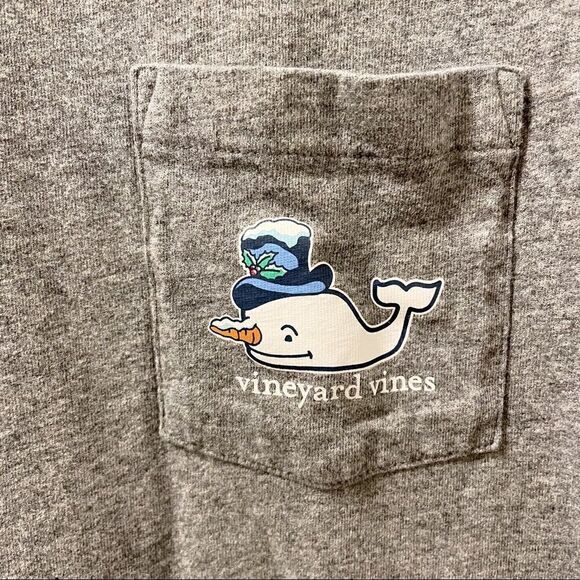 Vineyard Vines Long-Sleeve Snowman Whale 2016 Pocket T-Shirt - Size Small - Picture 4 of 7